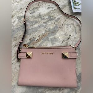 Michael Kors Blush Pink Saffiano Crossbody Bag with Gold Hardware